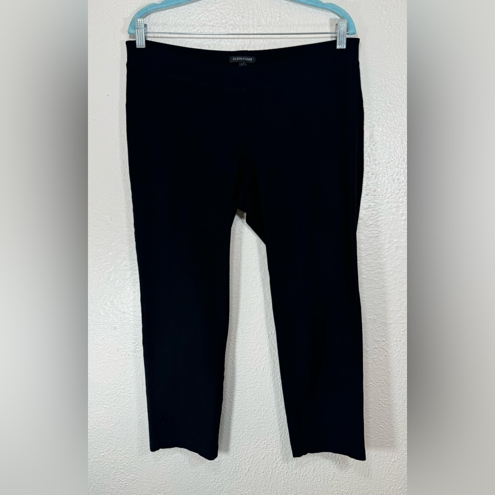 Eileen Fisher Black Stretch Straight Leg Pull On Pants Women’s Medium Casual